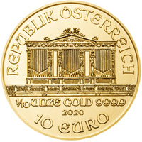 1/10 ounce Philharmonic gold coin, 10 Euro