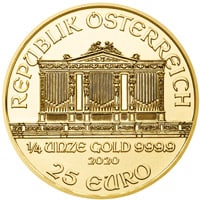 1/4 ounce Austrian Philharmonic gold coin, 25 Euro