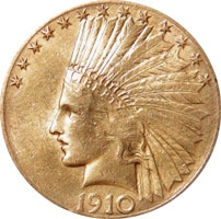 10 dollar Indian Head gold coin, 1910
