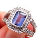 10k white gold ring with blue gemstone