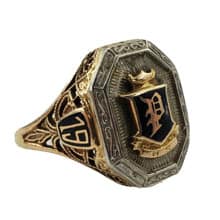 Earle 1900s Masonic ring in white and yellow gold