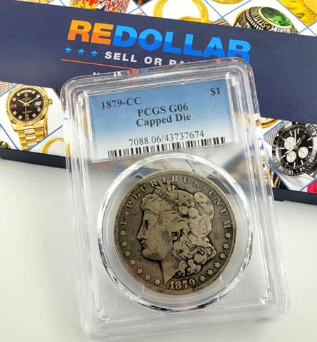 PCGS graded, very rare 1879 CC Morgan Dollar silver coin