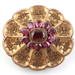 Antique 18k gold brooch with garnets