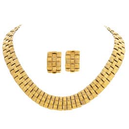Italian 18k yellow gold necklace and earring set
