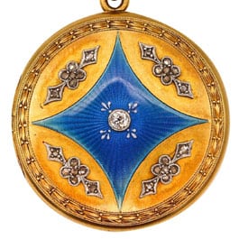 Early 1900s enamel and 18k gold pendant