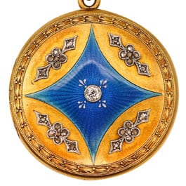 Early 1900s enamel and 18k gold pendant