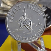 Canada silver dollar 1975 city of Calgary 1875 to 1975