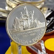 Canada silver dollar coin 1987 John Davis 400th Anniversary