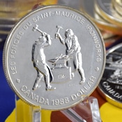 Canada silver dollar coin 1988 Saint-Maurice ironworks