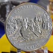 Canada silver dollar coin 1989 Mackenzie River