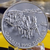 Canada silver dollar coin 1992 Kingston to York Stagecoach