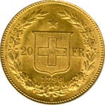 20 Francs 1896 gold coin, Switzerland