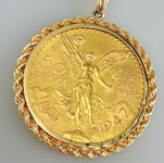 50 Pesos gold coin in 14K pendant with chain