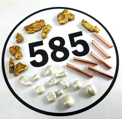 585 gold compounds of gold, silver and copper