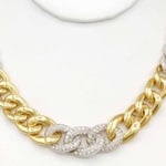 750 gold chain with diamond accents