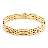 Art Nouveau gold bracelet with diamonds and rubies