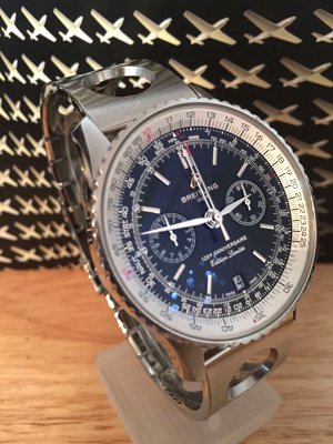 Vintage steel Breitling Navitimer with blue dial