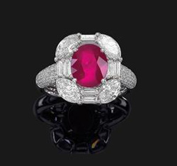 Burma ruby and diamond ring