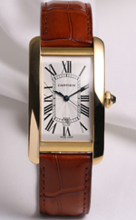 Cartier Tank Americaine watch crocodile leather 18 karat gold