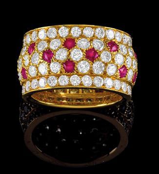 A Cartier Panthere diamond and ruby ring