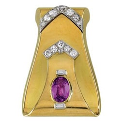 Cartier diamond and sapphire clip
