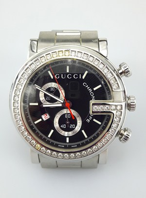Gucci Diamond Chrono Watch 101G Stainless Steel 