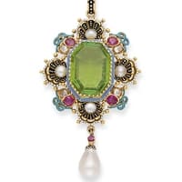 Rare historism pendant with bit Peridot, sapphires and pearls
