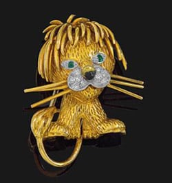Van Cleef & Arpels Lion Ebouriffe gold brooch