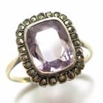 10K gold ring with amethyst and diamonds