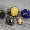 Antique silver rings with cameo