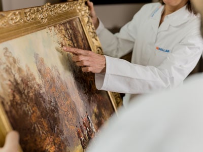 stock image: antique European painting with wooden frame