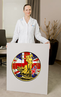 Expert Maria with Britannia silver coin banner