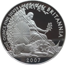 One ounce fine silver coin Britannia 2007
