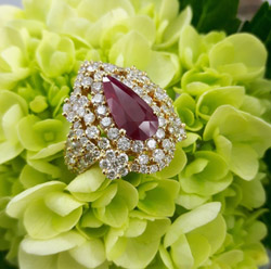 Burma ruby and diamond designer ring