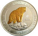 $8 Grizzly Bear 1.5 ounces silver coin