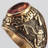 10k yellow gold class ring made for H Frank Carey HS