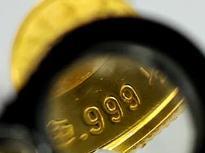 999 marking on China Panda gold coin