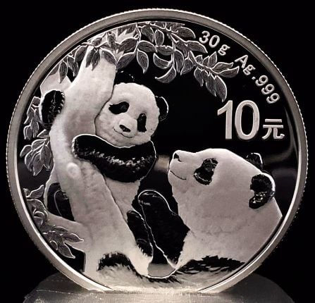 The 10 yuan silver Panda coin is featuring two panda bears on the coin's reverse.