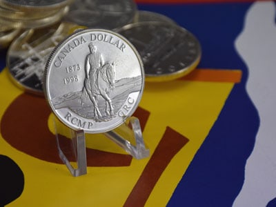 stock image: Canada dollar silver coin, 1 Canadian silver dollar