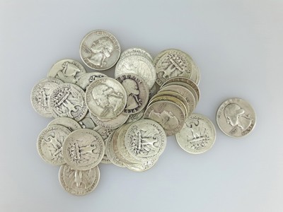 stock image: US silver coins made of 90% silver