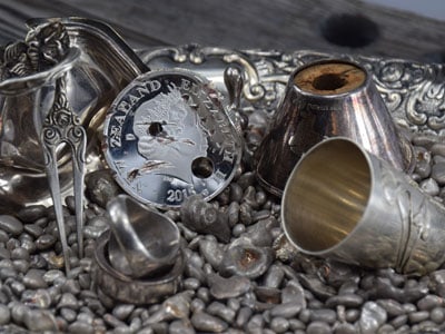 stock image: scrap silver coin Queen Elizabeth, New Zealand