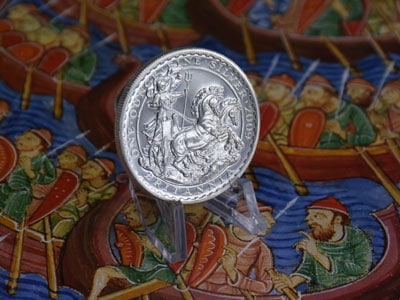 stock image: one troy ounce fine silver Britannia coin 2009