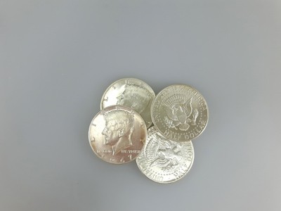 stock image: Kennedy half dollar silver coins, United States