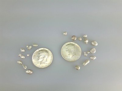 stock image: Kennedy half dollar coins and silver nuggets