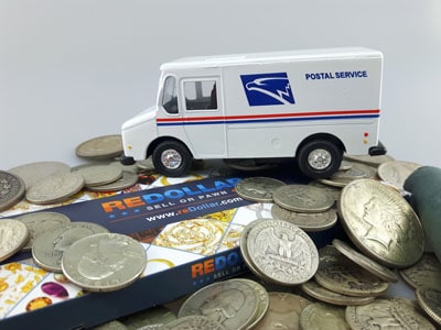 stock image: buy, sell or trade silver coins, USPS shipping