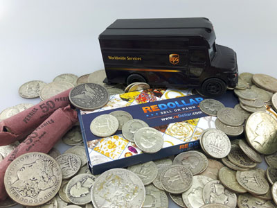 stock image: buy silver coins, coin rolls and bullion coins