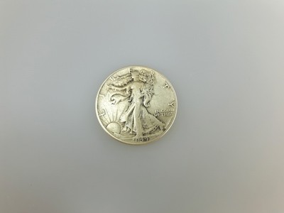 stock image: Walking Liberty silver coin close-up, 1944, obverse