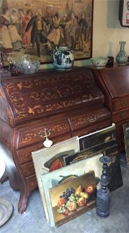 Antique furniture, paintings, pottery, and glassware