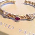 David Yurman 14k Gold Diamond Ruby Bracelet