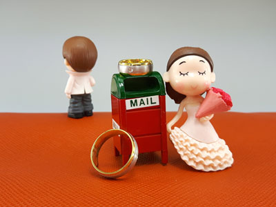 stock image: divorced couple orange background